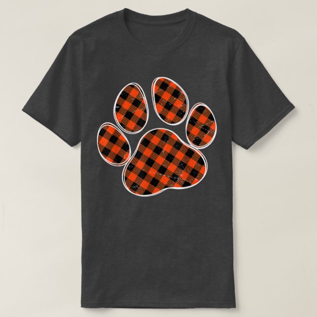 Hund Paw-utskrift med svart och Orange, buffelpapp T Shirt (Design framsida)