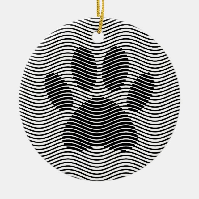 Hund Paw-utskrift på svart och vitt Vågar Julgransprydnad Keramik (Framsidan)