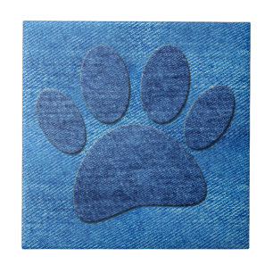 Hund Pawprint Blue Denim Pint Kakelplatta