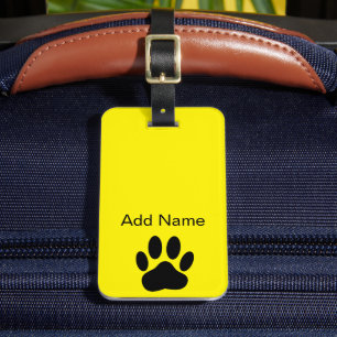 Hund Pawprint Bright-Gult Bagagebricka
