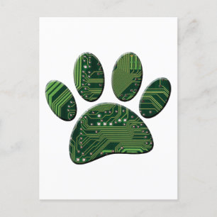 Hund Pawprint Circuit Board Art Vykort