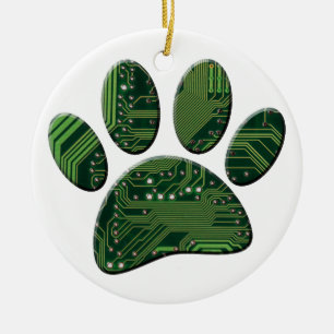 Hund Pawprint Circuit Board Julgransprydnad Keramik