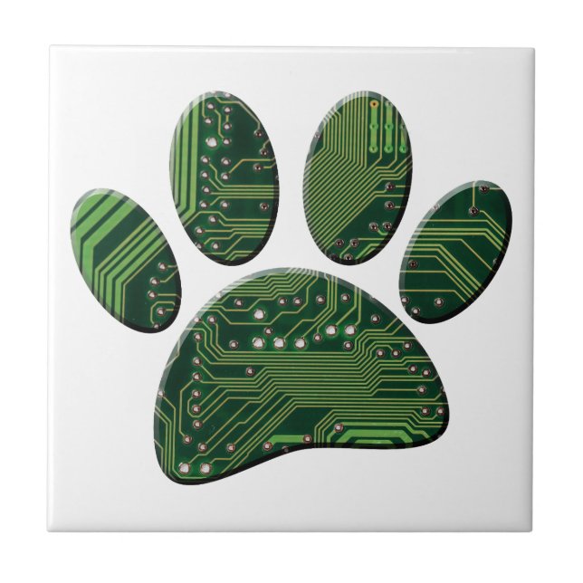 Hund Pawprint Circuit Board Kakelplatta (Framsidan)
