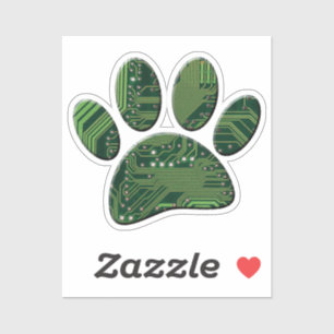 Hund Pawprint Circuit Board Klistermärken