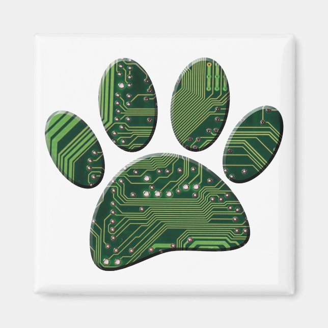 Hund Pawprint Circuit Board Magnet (Framsidan)