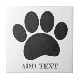 Hund Pawprint Faux Embroidery Anpassningsbar Text Kakelplatta