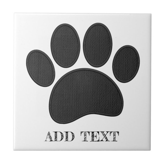 Hund Pawprint Faux Embroidery Anpassningsbar Text Kakelplatta (Framsidan)