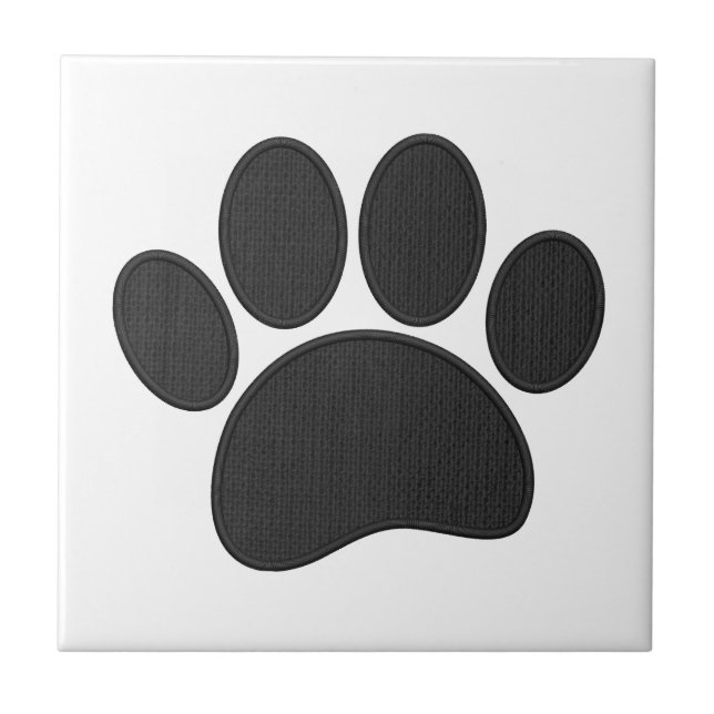 Hund Pawprint Faux Embroidery Kakelplatta (Framsidan)