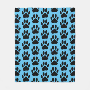 Hund Pawprint on Blue Fleece Blanket