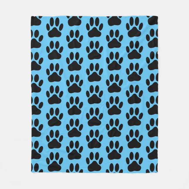 Hund Pawprint on Blue Fleece Blanket (Framsidan)