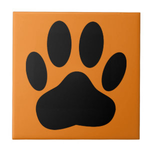 Hund Pawprint Orange - bakgrund Kakelplatta