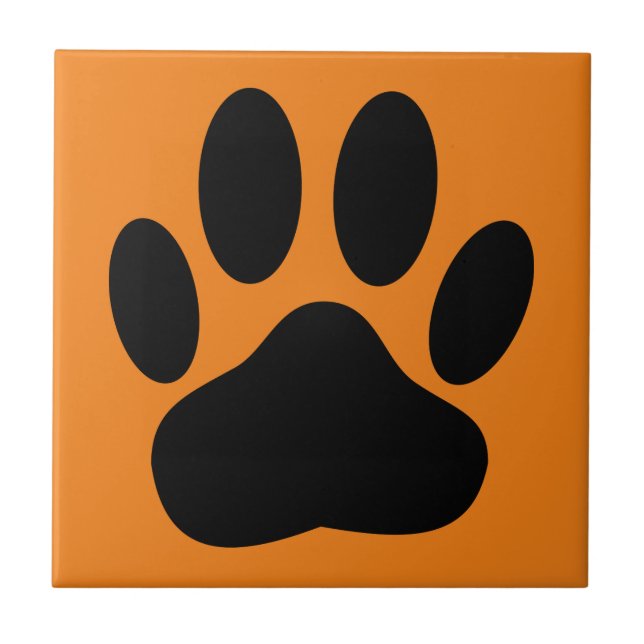Hund Pawprint Orange - bakgrund Kakelplatta (Framsidan)