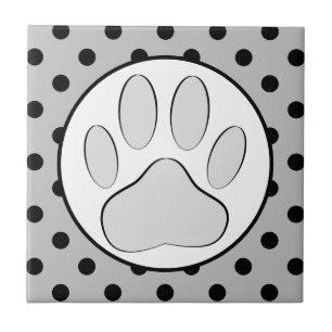 Hund Pawprint Polka dots Round Ram Kakelplatta