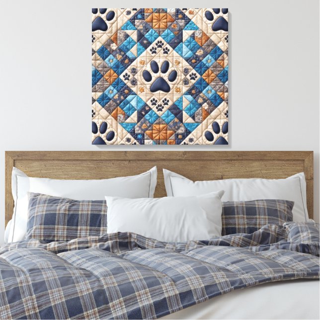 Hund Pawprint Quilt Design Canvastryck (Insitu (sovrum))