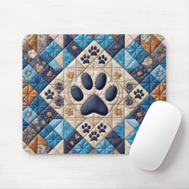 Hund Pawprint Quilt Design Musmatta (Med mus)