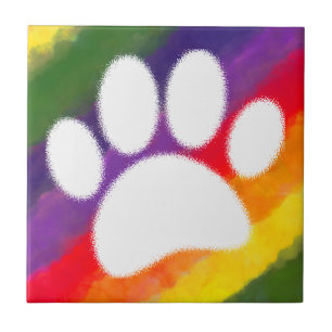 Hund Pawprint Rainbow Watercolor Kakelplatta