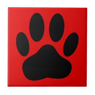 Hund Pawprint Red-bakgrund Kakelplatta
