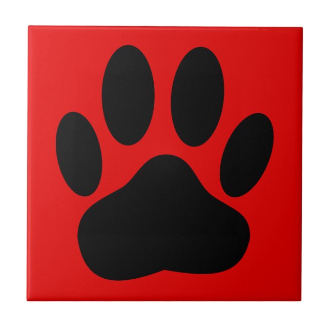 Hund Pawprint Red-bakgrund Kakelplatta (Framsidan)