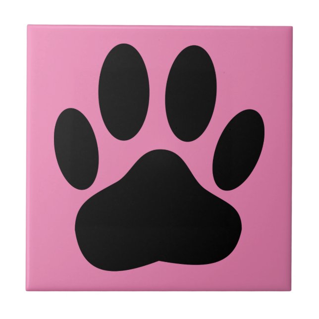 Hund Pawprint Rosa - bakgrund Kakelplatta (Framsidan)