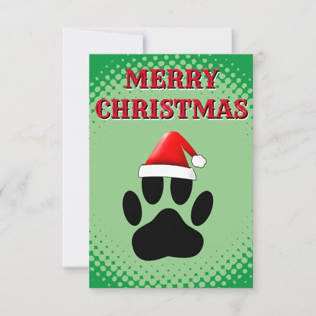 Hund Pawprint Santas Hat Kort (Framsida)