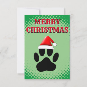 Hund Pawprint Santas Hat Kort