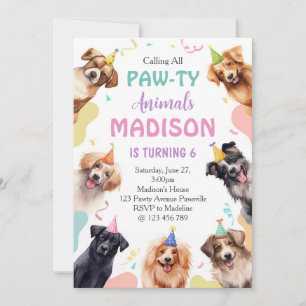 Hund Pawty Birthday Inbjudningar