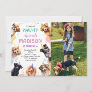 Hund Pawty Photo Birthday Inbjudningar