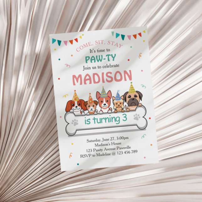 Hund Pawty Puppy Birthday Inbjudningar (Skapare uppladdad)
