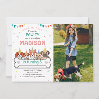 Hund Pawty Puppy Photo Birthday Inbjudningar