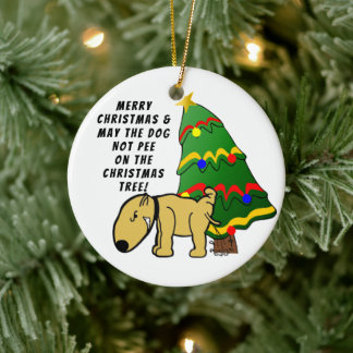 Hund Pee på Julgran Julgransprydnad Keramik