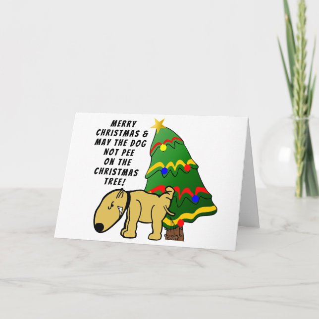 Hund Pee på Julgran Kort (Framsida)