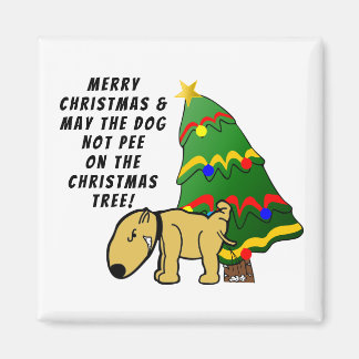 Hund Pee på Julgran Magnet