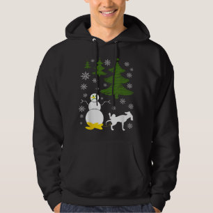 Hund Pees on Snögubbe Ugly Julafton Sweater Hoodie