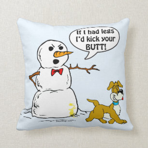 Hund Pees på Snögubbe Tecknad Kudde