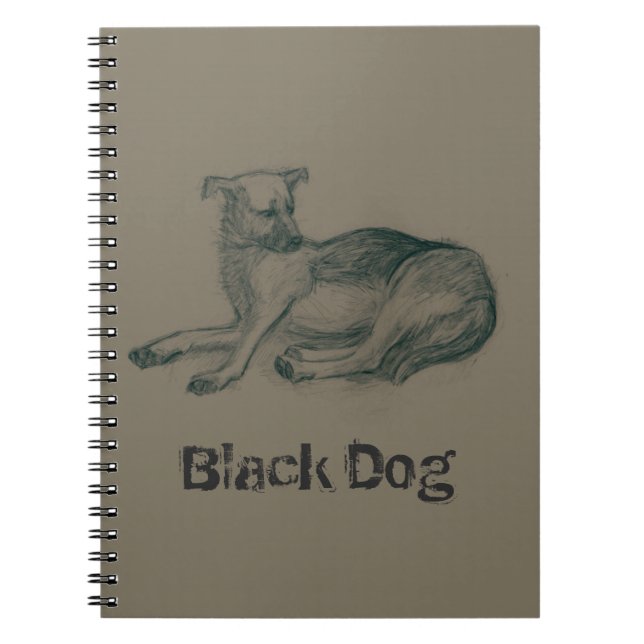 Hund. Penna teckning. Anteckningsbok Med Spiral (Framsidan)