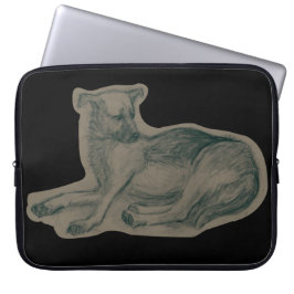 Hund. Penna teckning. Laptop Sleeve