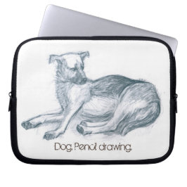 Hund. Penna teckning. Laptop Sleeve