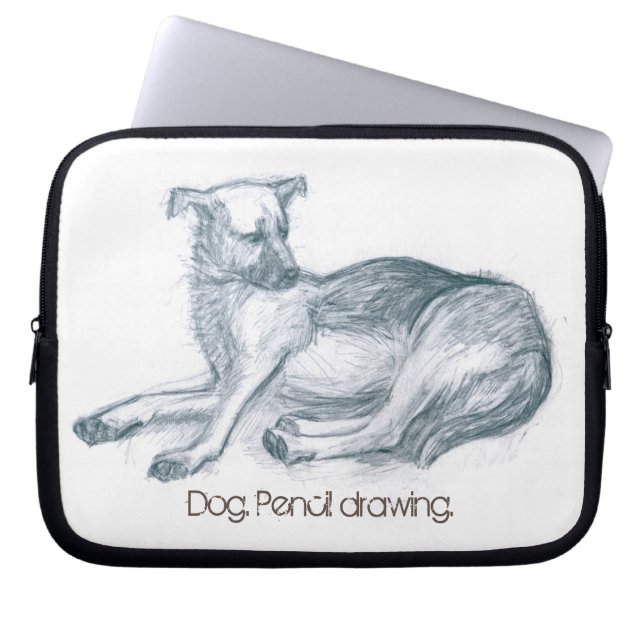 Hund. Penna teckning. Laptop Sleeve (Framsidan)