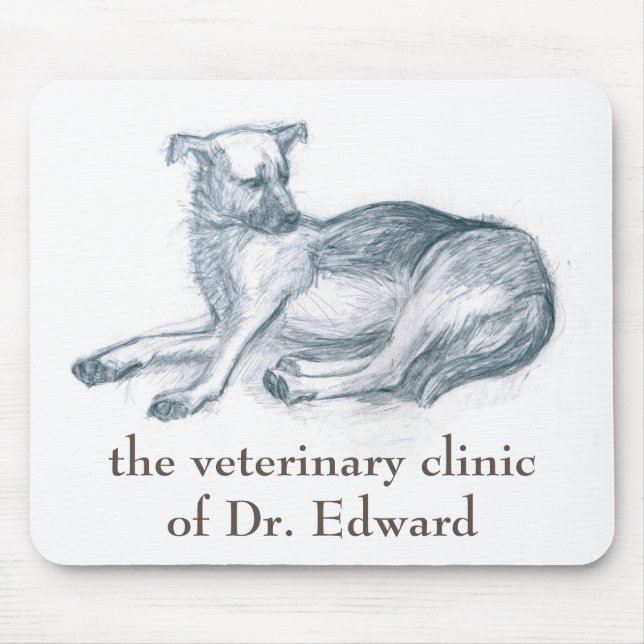 Hund. Penna teckning. Musmatta (Framsidan)