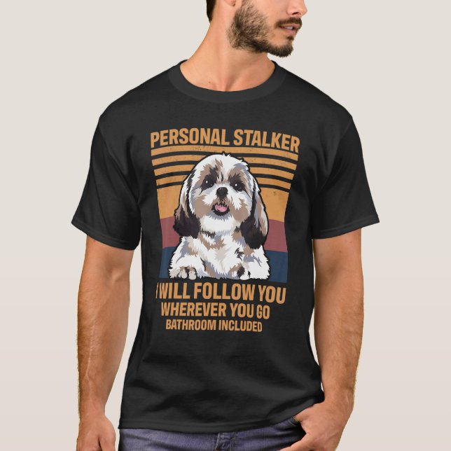 Hund Personal Stalker Shih Tzu T Shirt (Framsida)