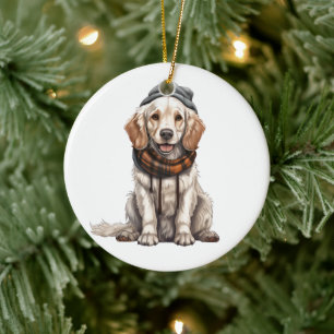 Hund personlig Engelskt brev Julgransprydnad Keramik