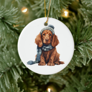 Hund personlig Irish Setter Julgransprydnad Keramik