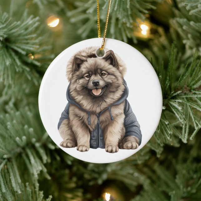 Hund personlig Keeshond Julgransprydnad Keramik (Träd)