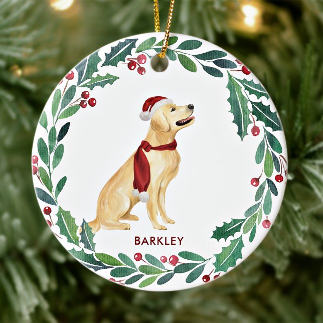 Hund Personlig Pet Golden Retriever Julgransprydnad Keramik (Skapare uppladdad)