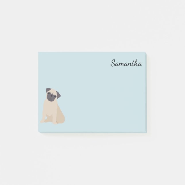 Hund Personlig Pug Fawn Cute Post-it Block (Framsida)