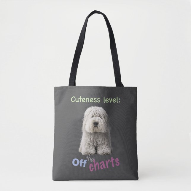 Hund Pet Cuteness Level Cute Adsible Funny Quote Tygkasse (Framsida)