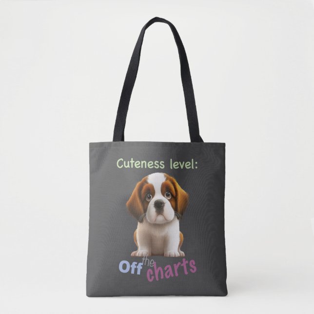 Hund Pet Cuteness Level Cute Adsible Funny Quote Tygkasse (Framsida)