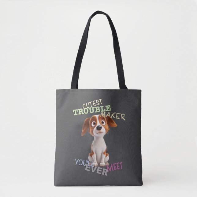 Hund Pet Cuttest Trouble Maker Cute Adsible Funny Tygkasse (Framsida)