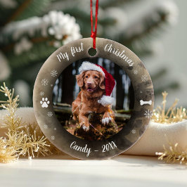 Hund Pet First jul Photo Rustic Animal Print Julgransprydnad Keramik