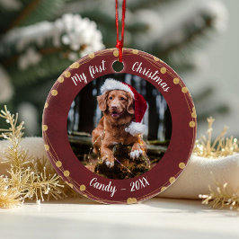 Hund Pet First jul Photo Rustic Light Wreaths Julgransprydnad Keramik